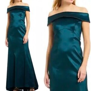 NWT Tadashi Shoji Off Sholder Teal Gown